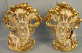 71 - Pair of Old Paris Vases with figures of Victorian Girls, 17 in. T, 13 in. W, ca. 1860