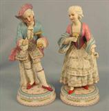 73 - Pair of Porcelain Figures, 14 in. T, old but with small damage, ca. 1890
