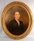 80 - Oval Victorian Lady with Black Dress, Oil on Canvas Portrait, 39 in. T, 34 in. W, ca. 1880.