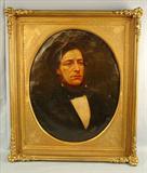 81 - Oil on Canvas Portrait of gentleman in black coat, Victorian frame, 34in. T, 29 in. W.