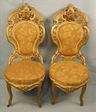 83 - Pair of Rosewood Rococo Side Chairs, Meeks, Henry Ford Pattern, originally gilded, ca. 1850.