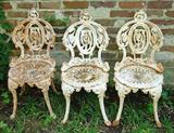 560 - Set of 3 Victorian Cast Iron Chairs, signed Atlanta Stove Works.