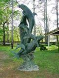 711 - Dolphin Bronze Fountain, 82 in. T, 42 in. W.
