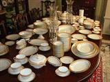 21 - Porcelain Set of Old Paris Dinnerware, peach colored with gold trim, 173 pieces with many serving pieces, ca. 1850.