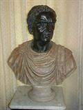 723 - Marble Bust using 3 different color marbles, 31in. T, 28in. W, very heavily and nicely carved, ca. 1880.