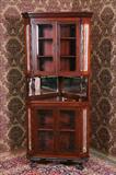 727 - Mahogany Corner Cabinet with mirror in center, ca. 1870, 7ft. T.