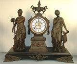 557a - Ansonia Mantle Clock with three lady figural, dated 1887.
