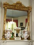 188 - Victorian Gold Over the Mantle Mirror, decorated, 83in. T, 50in. W, ca. 1880.