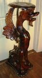 126a - large rare carved griffin pedestal, extensive carving everywhere in walnut, ca. 1880.