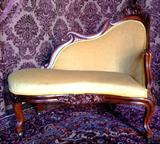 734 - Rosewood Laminated Recamier by J.H. Belter, rosalie with grapes pattern, 40in. L, 27in. T, ca. 1855.