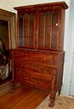 30 - Federal Mahogany Secretary Desk in original finish, carved crown molding, 7ft. T, 48in. W, 23in. D, ca. 1830.