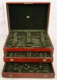 329 - Mahogany Silver Flatware Box, lift top with 2 drawers, 12in. T, 24in. W, 17in. D, ca. 1900.