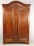 300 - Walnut Victorian Two Door Wardrobe with grapes carved in crown, 91in. T, 59in. W, 19in. D, ca. 1860.