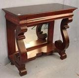 302 - Mahogany Empire Pier Table with scroll front, 37in. T, 42in. W, 17in. D, ca. 1850.