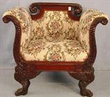 306 - Federal Style Arm Parlor Chair with winged carved legs, matches lot #305. 32in. T, 34in. W, 22in. D, ca. 1880.