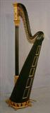 100 - Harp signed, Browne and Buckwell - Makers, N.Y. no. 3351 - S. Grand, Gold or green trim, birds eye maple, ca. 1900, 70in. T, 36in. W, has 8 pedals.