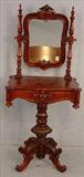 105 - Rosewood Rococo Dressing Table with acanthus carved base and mirror, 55in. T, 24in. W, 17in. D, signed J. & J.W. Meeks, NY, NY, ca. 1850.