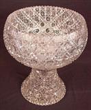 112 - Brilliant Cut Glass Punch Bowl on Stand, 13in. T, 11in. Dia, ca. 1890.