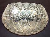 201 - Very Heavy Brilliant Cut Glass Bowl with pinched sides, 9in. Dia. ca. 1910