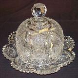 202 - Cut Glass Butter Dish, 8in. Dia., 1910.