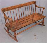 501 - Pine Primitive Mammy's Bench, original condition, 30in. T, 60in. W, 16in. D, ca. 1840