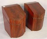 219 - Matching Pair of Mahogany Knife Boxes with original interior, 14in. T, 9in. W, 10in. D, ca. 1880.