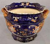 229 - Cobalt Blue Jardinière, marked Etrusin, 11in. Dia. 8in. T. ca.1890