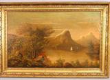 513 - Oil on Canvas of Hudson River Scene, gold frame, 42 x 28, ca. 1870.