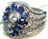 116 - Ladies Diamond & Sapphire 18k white gold ring, weight, 14.3 DWT, total diamond wt. 2.20 ct, total sapphire wt. 2.52 ct