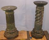 414 - Large Green Marble Victorian Pedestal, signed, 3 part pedestal, 40in. T, 16in. R, ca. 1890. 415a - Green Marble Vict.Pedestal, Lg. 3 Sec. 66 in. T, 16in R, ca.1890.