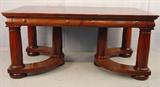 425 - Massive Solid Mahogany True Partner's Desk, 6 column base, all original, 2 board top, ca. 1890, 66in. W, 42in. D, 31in. T.