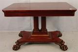 432 - Empire Double Column Library Table with claw feet, 44in. W, 30in. D, 30in. T, ca. 1880.