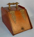 439 - Victorian Walnut Coal Hodge, brass hinges and handles