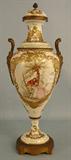 444 - Large Severs Urn with bronze handles and faces, original cap and artwork, signed marked on bottom, , ca. 1880.