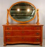 451 - Oversized Birds Eye Maple Dresser, claw feet and acanthus carved, bronze hardware with faces, att. To R.J. Horner, 60in. W, 72in. T, 28in. D, ca. 1900.