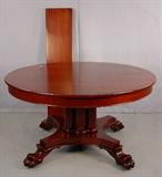 464 - Cluster Column Mahogany Dining Table, solid mahogany with 6 column base, att. To J.W. Meeks, NY, split base w 3 leaves, 55in. R, 31in. T, ca. 1880.