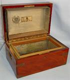 482 - Wonderful Mahogany Humidor with brass hinges and insulated interior, made by Benson & Hedges of NY, ca. 1890, 9in. D, 8in. T.