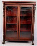 351 - Mahogany Empire Bookcase with acanthus carved column and legs, 60in. T, 46in. W, 14in. D, ca. 1880.