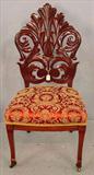 348 - Mahogany Laminated Back Slipper Chair with great pierced carving, 40in. T, 19in. W, 20in. D, att. to Henkel, ca. 1860.