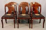 358 - Set of 6 Flamed Mahogany Empire Dining Chairs with black needlepoint seats, ca. 1850.