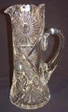 364 - Cut Glass Lemonade Pitcher with applied handle, 12in. T, 8in. W, ca. 1900.