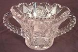366 - Double Arm Cut Glass Bowl, 6in. T, 8in. Dia., pin wheel cut, ca. 1910.
