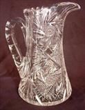 372 - Cut Glass Water Pitcher, pin wheel cut, 10in. T, 8in. W, ca. 1890.
