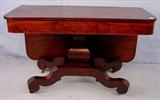 396 - One Sided Mahogany Empire Breakfast Table, drop leaf, 29in. T. 48in. W, 24in. D.