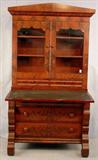 602b - Mahogany Empire Secretary Desk with scroll front legs, 77in. T, 41in. W, 28in. D, ca. 1840.