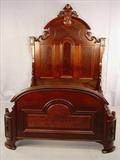 614 - Walnut Victorian High Back Bed, full size, 56in. W, 76in. L, 86in. T, ca. 1870.