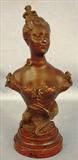 622 - mall Bronze Victorian Bust of Lady with chocker, 9in. T, signed Godet, dated 1893.