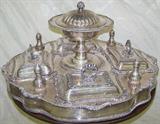 126 - Nineteenth Century Silver Plate Supper Set, 31in. Dia. complete.