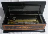 136 - Ornate Inlaid Cylinder Rosewood & Satinwood Music Box.