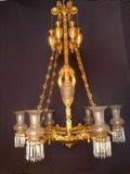117 - Extraordinary Dore Bronze Gasolier with original shades,58in. T, 43in. W